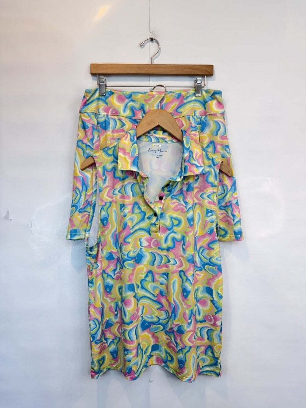 Kenny Flowers Matching Golf Set Sleeveless Polo Skort XXL Multicolored Fish